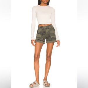 TOPSHOP Camo Cargo High Waisted Draw String Shorts